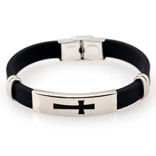 Stainless Steel Black Silicone Jesus Cross Bracelets