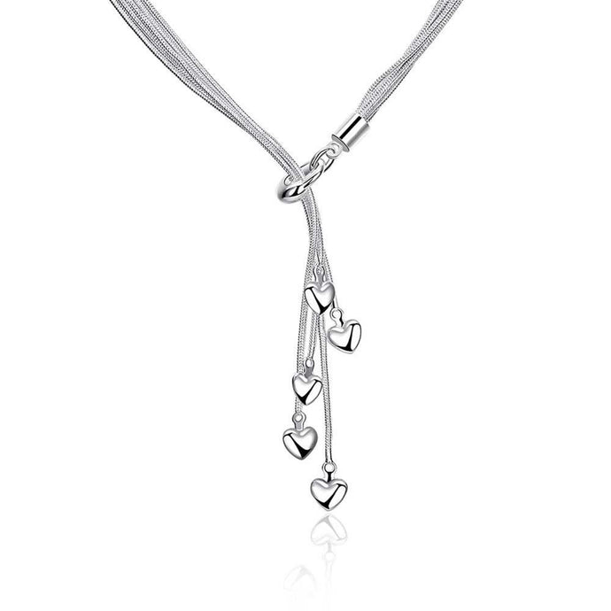 Heart Drop Necklace in 18K White Gold Plated
