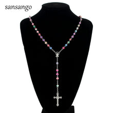 Beautiful Rosary Cross Pendant Necklace Christian Jewelry Gift