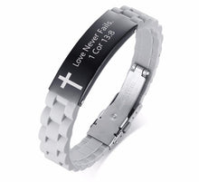 Stainless Steel Religious Quote Inspirational Cross Bracelets for Men
